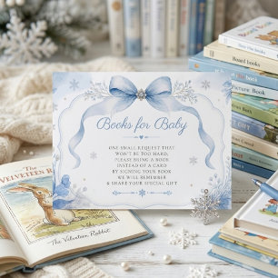 A little Snowflake Soft Blue Bow Baby Shower Enclosure Card