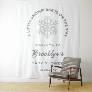 A Little Snowflake Winter Baby Shower Backdrop Tapestry