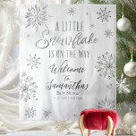 A Little Snowflake Winter Baby Shower Backdrop Tapestry<br><div class="desc">Adorable calligraphy with snowflakes,  winter-themed baby shower invitations. Easy to personalise with your details. Check the collection to find matching items as enclosure cards.</div>