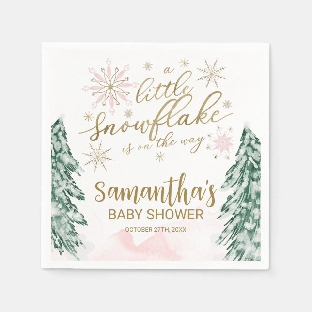 A little snowflake Winter Baby Shower Napkin (Front)