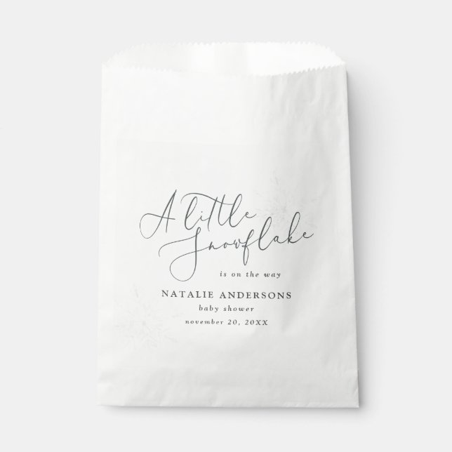 A little snowflake winter baby shower party  favou favour bags (Front)
