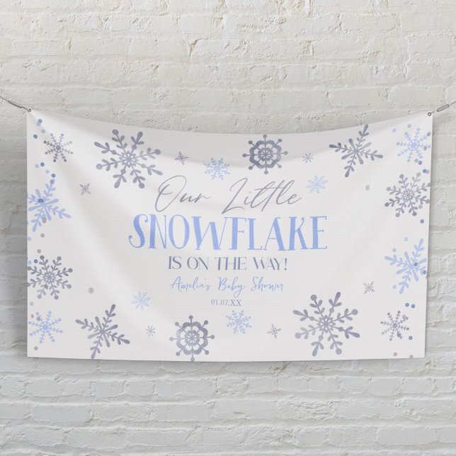 A Little Snowflake Winter Blue Baby Shower Banner (Creator Uploaded)