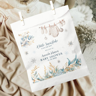 A Little Snowflake Winter Blue Baby Shower Favour Bags
