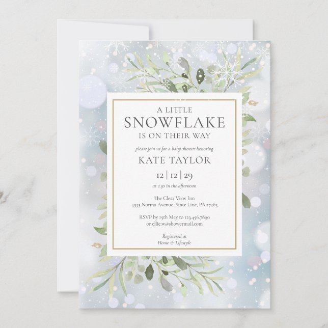 A Little Snowflake Winter Snow Baby Shower Invitation (Front)