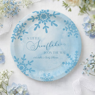 A Little Snowflake Winter Wonderland Baby Shower Paper Plate