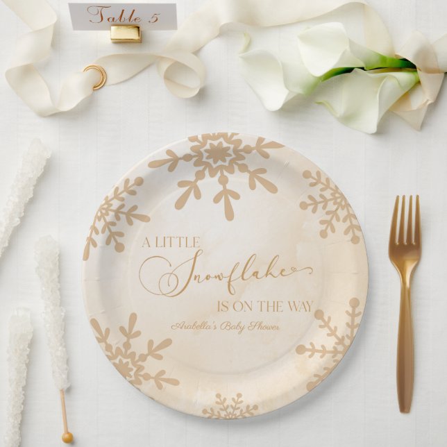 A Little Snowflake Winter Wonderland Baby Shower Paper Plate (Wedding)