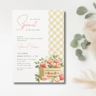 A Little Sprout Apple Crate Gingham Baby Shower Invitation