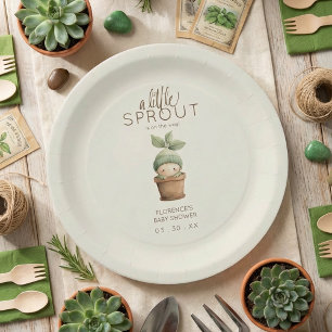 A Little Sprout Baby Shower Paper Plate