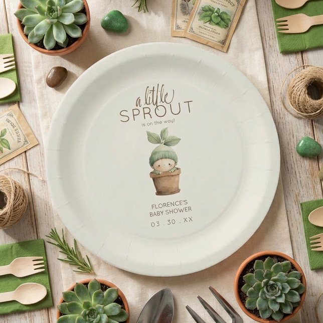 A Little Sprout Baby Shower Paper Plate (Creator Uploaded)