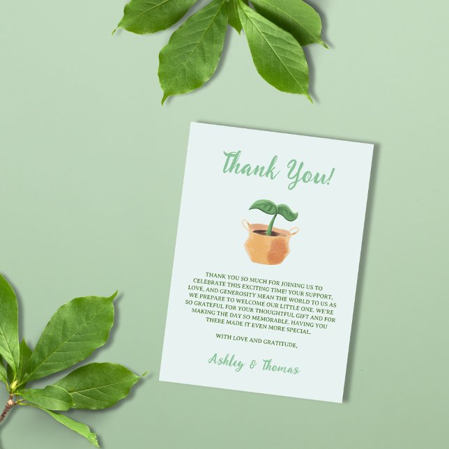 A Little Sprout Garden Plant Neutral Baby Shower Thank You Card (A Little Sprout Garden Plant Neutral Baby Shower Thank You Card)