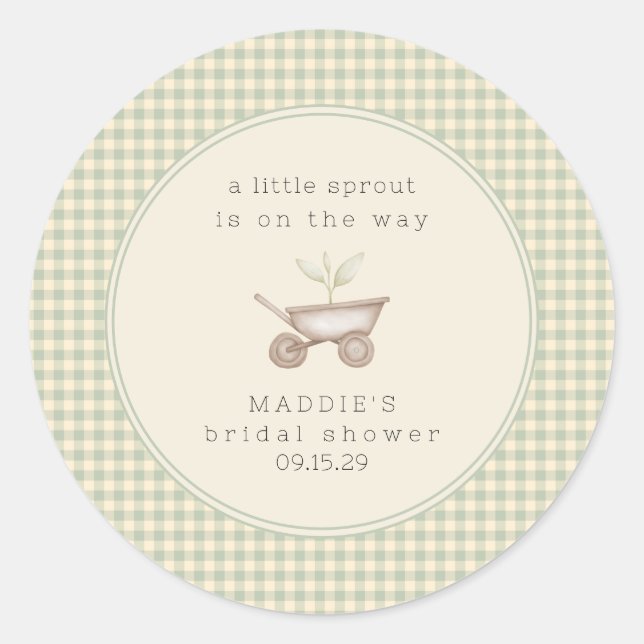 A Little Sprout is on the Way Baby Shower  Classic Round Sticker (Front)