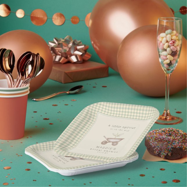 A Little Sprout is on the Way Baby Shower  Paper Plate (Multi)