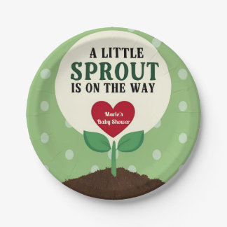 A Little Sprout is on the Way Baby Shower Paper Plate