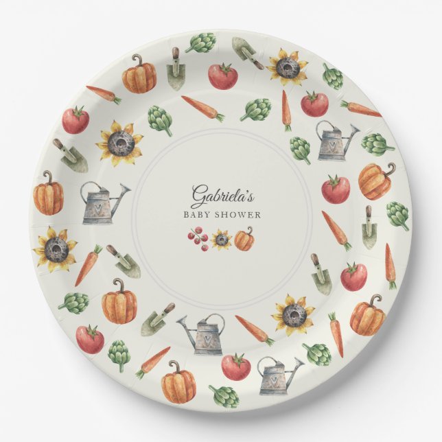 A Little Sprout Is On the Way Baby Shower Round  Paper Plate (Front)