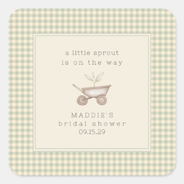 A Little Sprout is on the Way Baby Shower  Square Sticker (Front)