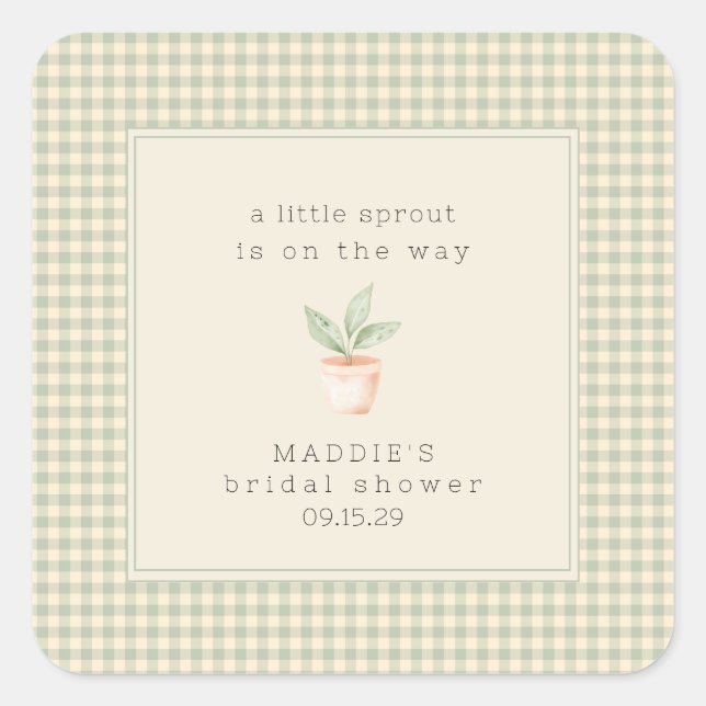 A Little Sprout is on the Way Baby Shower  Square Sticker (Front)