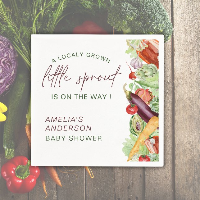 A Little Sprout Is On The Way Vege Baby Shower Napkin (Creator Uploaded)