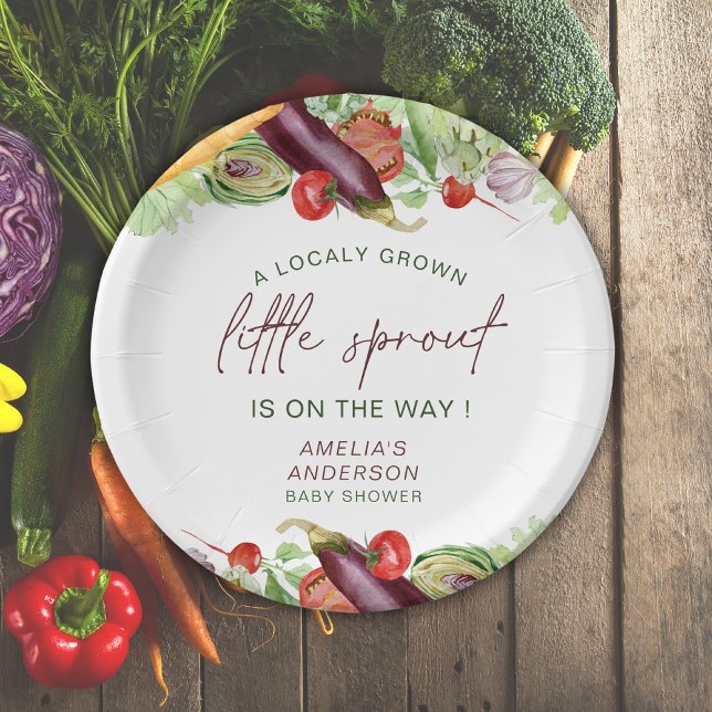 A Little Sprout Is On The Way Vege Baby Shower Paper Plate (Creator Uploaded)