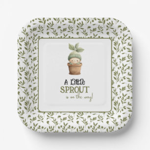 A Little Sprout on the Way Baby Shower Invitation Paper Plate