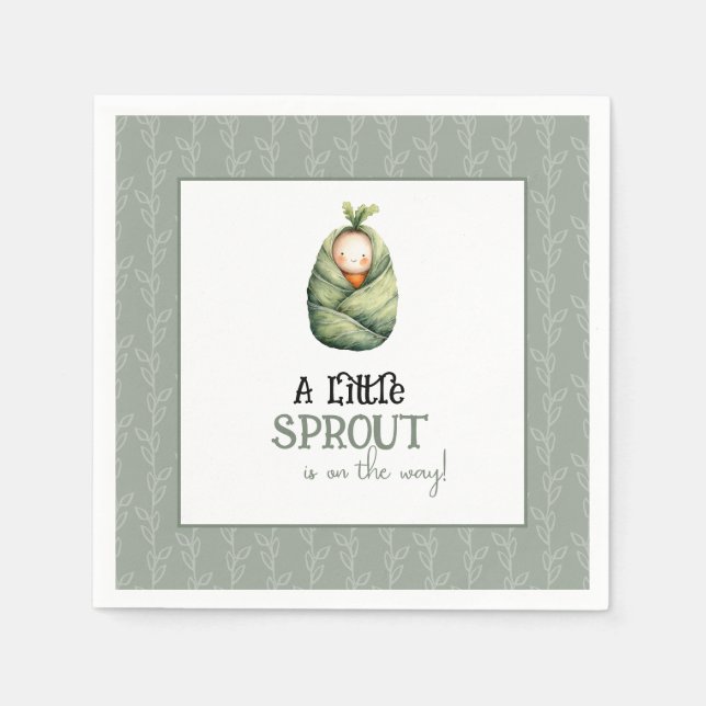 A Little Sprout on the Way Baby Shower Napkins (Front)