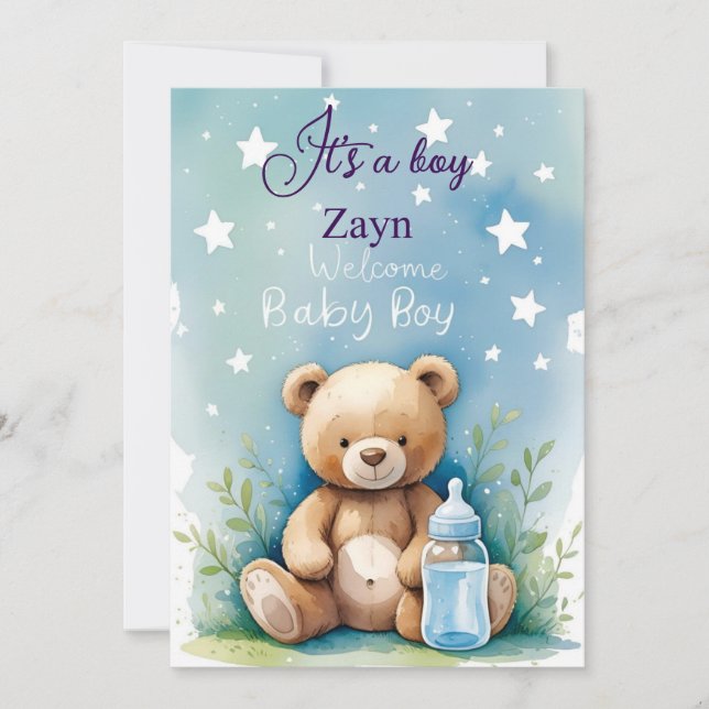 "A Little Star is on His Way – Blue Baby Shower In Invitation (Front)