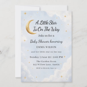 A Little Star Is On The Way Celestial Baby Shower Invitation