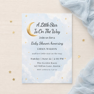 A Little Star Is On The Way Celestial Baby Shower Invitation