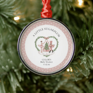 A Little Sugarplum Pink Nutcracker Baby Shower  Metal Tree Decoration