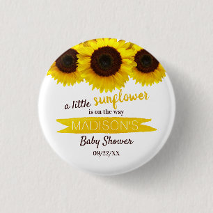 A Little Sunflower Is On The Way! Baby Shower 3 Cm Round Badge