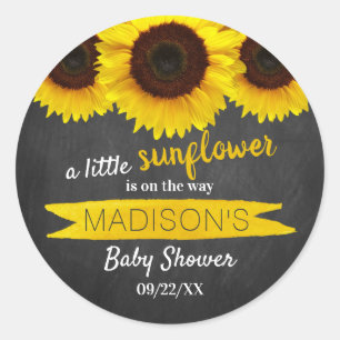 A Little Sunflower Is On The Way! Baby Shower Classic Round Sticker