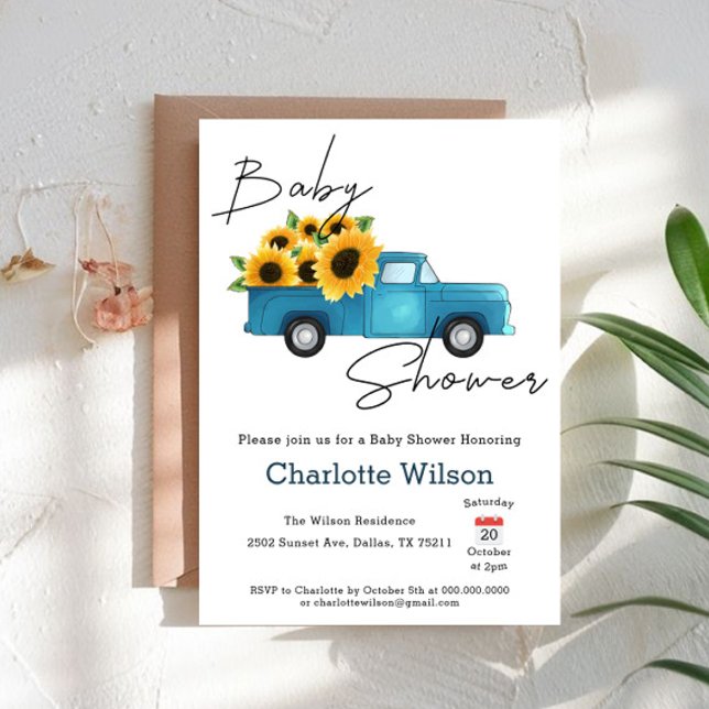 A Little Sunflower Is On The Way Baby Shower Invitation (Creator Uploaded)