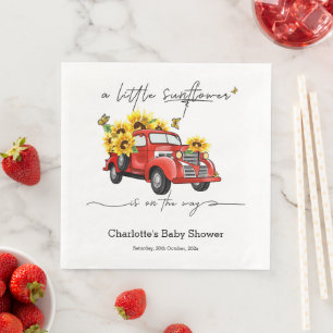 A Little Sunflower Is On The Way Baby Shower Napkin