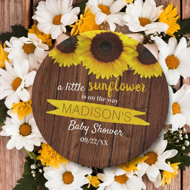 A Little Sunflower Is On The Way! Baby Shower Paper Plate (Creator Uploaded)