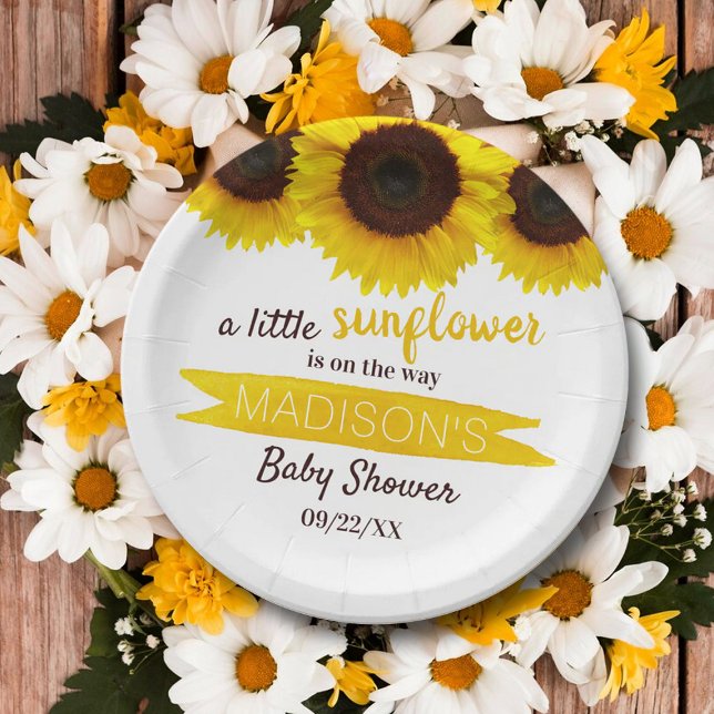 A Little Sunflower Is On The Way! Baby Shower Paper Plate (Creator Uploaded)