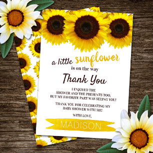 A Little Sunflower Is On The Way! Baby Shower Thank You Card