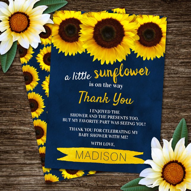 A Little Sunflower Is On The Way! Baby Shower Thank You Card (Creator Uploaded)