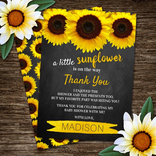 A Little Sunflower Is On The Way! Baby Shower Thank You Card (Creator Uploaded)
