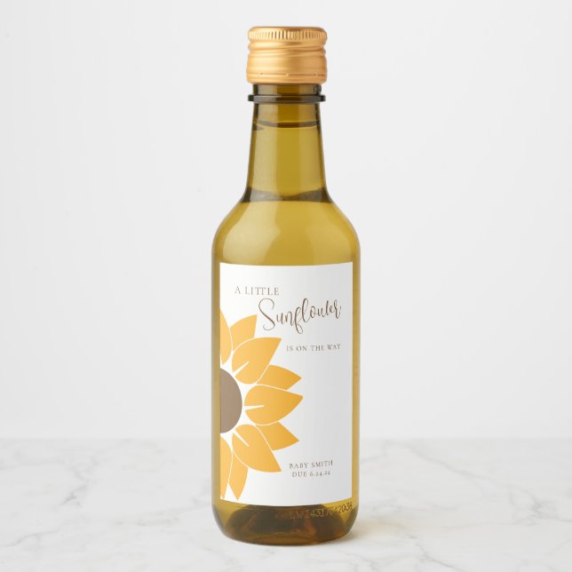 A Little Sunflower Is On The Way Mini Wine Label (Front)
