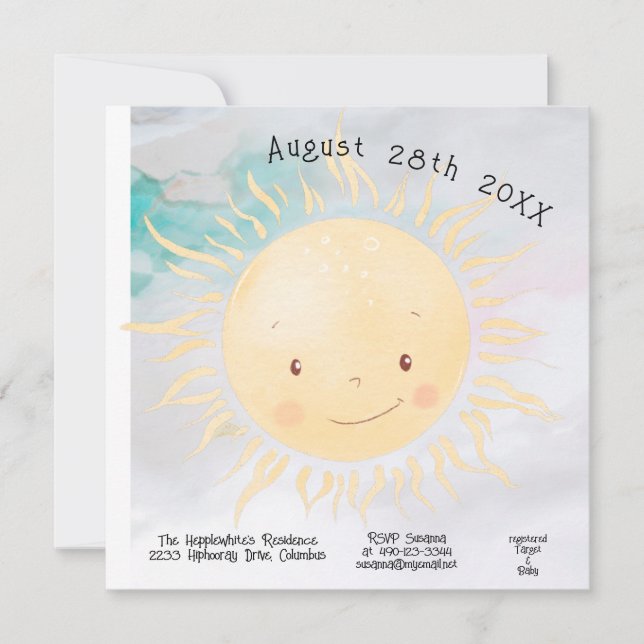 A Little Sunshine Personalised Baby Shower Invitation (Front)