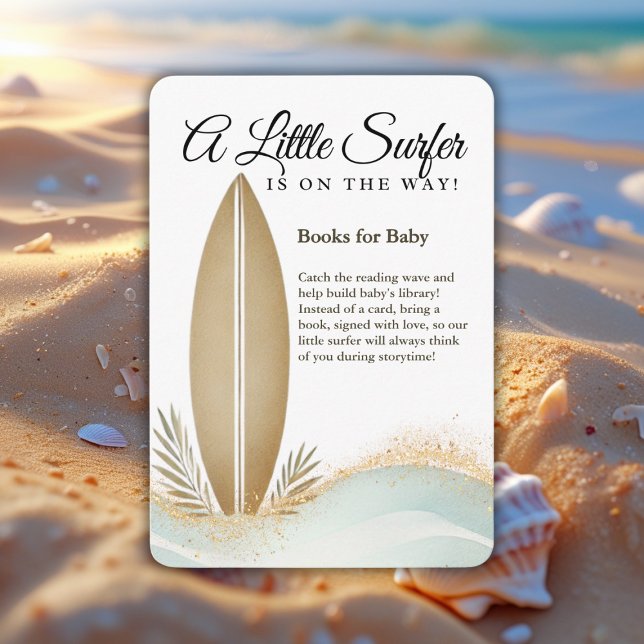 A Little Surfer Minimalist Gold Baby Shower Enclosure Card (Creator Uploaded)