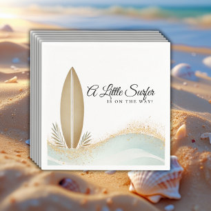 A Little Surfer Minimalist Gold Baby Shower Napkin