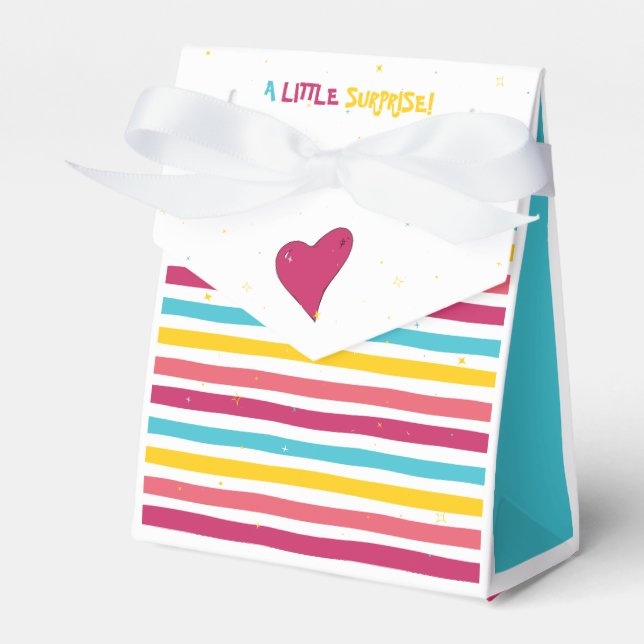A little Surprise! Striped Candy Sparkly Gift Bag Favour Box (Front Side)