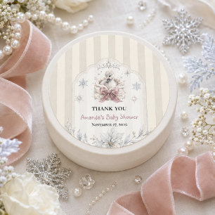 A Little Swan Winter Princess Baby Shower Classic Round Sticker