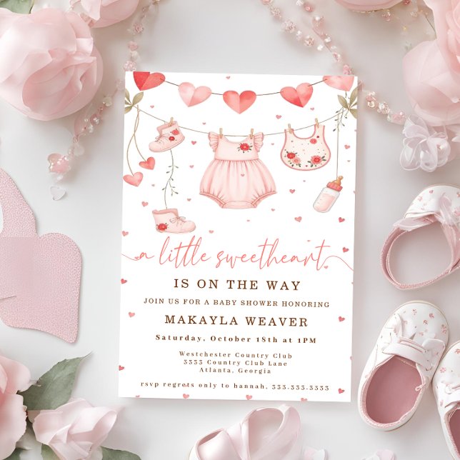 A Little Sweet Heart Is On The Way Baby Shower Invitation (Creator Uploaded)