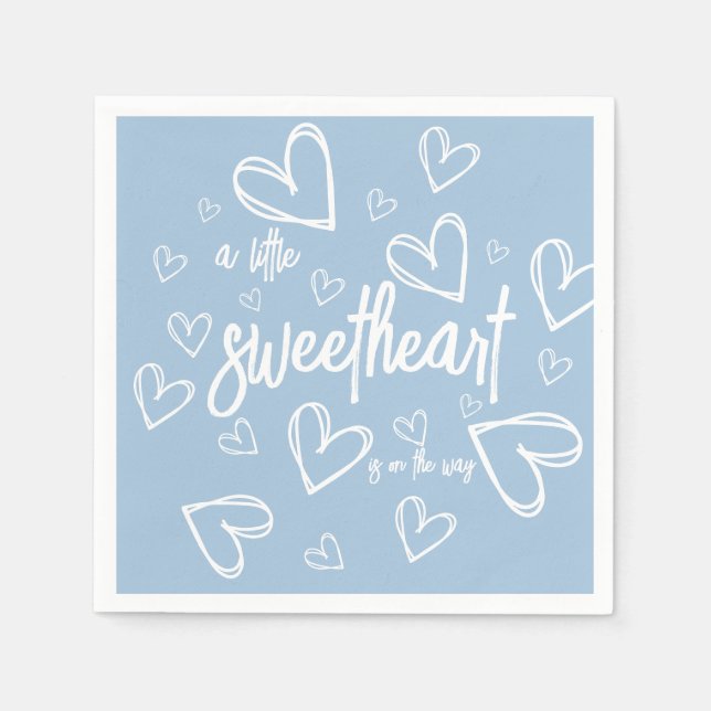 A little sweetheart baby boy shower napkin (Front)
