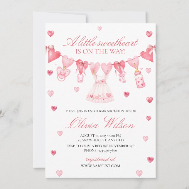 A little sweetheart Baby Shower Invitation (Front)