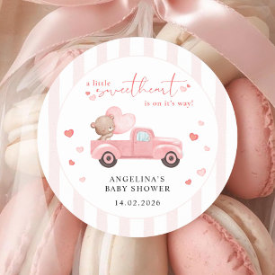 A Little Sweetheart Bear Valentine Baby Shower Classic Round Sticker