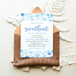 A Little Sweetheart Blue Valentine Baby Shower Invitation