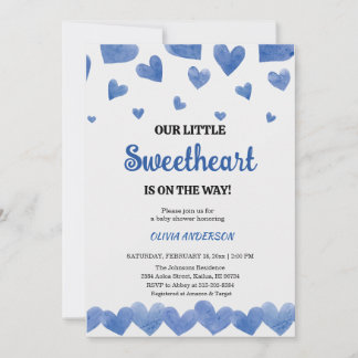 A Little Sweetheart Blue Valentine Baby Shower Invitation