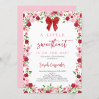 A Little Sweetheart Bow Baby Shower Invitation
